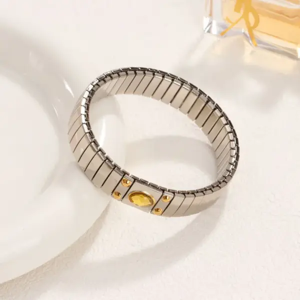 Wholesale Casual Retro Geometric 304 Stainless Steel Zircon Wristband In Bulk