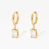 Wholesale PVD Coated Real Gold Plated 16K Gold White Gold Plated Gold Plating Square 304 Stainless Steel Fashion Waterproof Non Tarnish Earrings