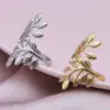 Wholesale PVD Coated Real Gold Plated 18K Gold Leaf 304 Stainless Steel Elegant Simple Style Waterproof Non Tarnish Open Rings