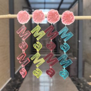 Wholesale Cross-border creative flower color transparent candy color mother's day acrylic letter earrings holiday gift earrings