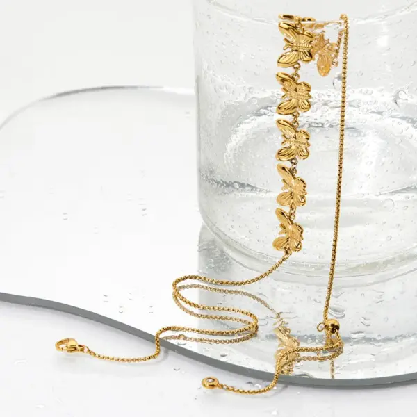 Wholesale PVD Coated Real Gold Plated 16K White Plating Butterfly 304 Stainless Steel Elegant Modern Style Waterproof Non Tarnish Necklace