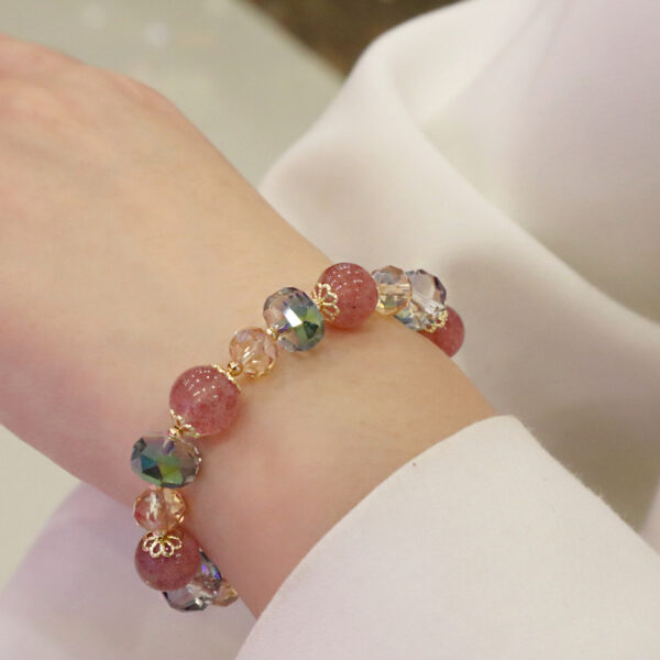 Wholesale Colorful Girl's Light Luxury New Glaze Imitation Strawberry Crystal Bracelet Beaded Bracelet Women's Mori Style Fashionable Simple