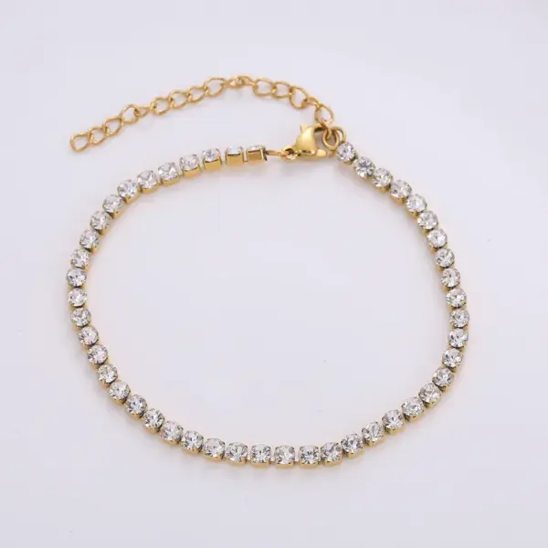 Wholesale Simple Style Geometric 304 Stainless Steel 18K Gold Plated Zircon Stainless Steel Bracelets In Bulk