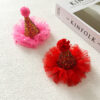 Wholesale Birthday party hair accessories cute small gauze ball three-dimensional hat hairpin children's headdress star mesh headdress