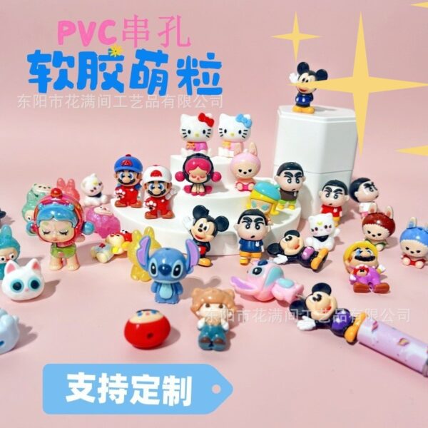 oly-2a4532cc11d69a1cb1888775a07243b4 Wholesale Sitting Posture Standing Labubu with Hole Cute Rubber Beads DIY Mobile Phone Chain Accessories Beaded Pen Pvc Soft Rubber Doll