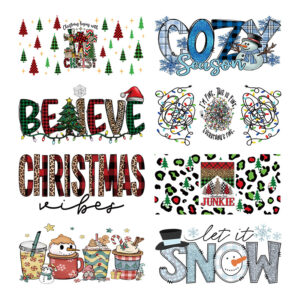 Wholesale Cartoon Christmas Series 16oz Cup UV DTF Wraps