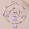 Wholesale Light luxury sweet imitation pearl flower pendant children's necklace four-piece set