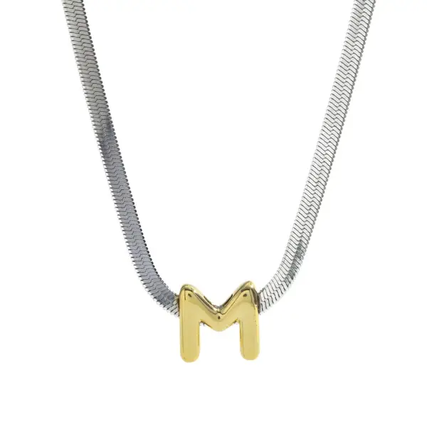 Wholesale Elegant Simple Luxury Stainless Steel 18K Gold Plated 26 Letter Pendant Necklace Women Casual Weekend Date Selfie Festival