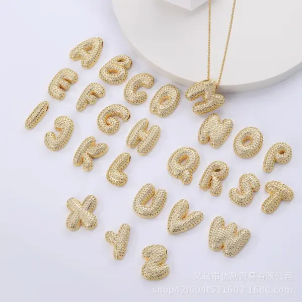 Wholesale Jewelry IG Style Letter Copper Zircon Inlay Pendant Necklace