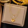 Wholesale PVD Coated Real Gold Plated 18K Gold Heart Shape 304 Stainless Steel Retro Waterproof Non Tarnish 304 Stainless Steel Layered Necklaces
