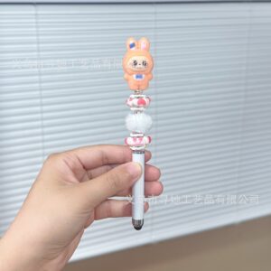 Stylus pen + 0.5mm pen tip / Orange Rabbit Ears Pudding - White Pen