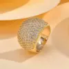 Wholesale Copper 18K Gold Plated IG Style Shiny Inlay Solid Color Zircon Rings