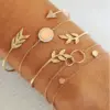 Wholesale Vintage Style Punk Simple Style Moon Leaves Arrow Alloy Gold Plated Silver Plated Artificial Diamond Rhinestones Bracelets Bangle In Bulk