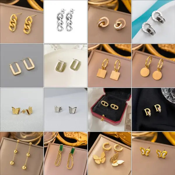 PVD Coated Real Gold Plated Letter Heart Shape Flower 304 Stainless Steel Sweet Waterproof Non Tarnish Plating Ear Studs