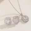 Wholesale Retro Geometric Copper Inlay Zircon Gold Plated Earrings Necklace