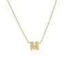 Wholesale Brass Cable Chain Inlay Letter Rhinestones Pendant Necklace