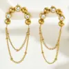 1 Pair Vintage Style French Style Tassel 201 Stainless Steel 18K Gold Plated Drop Earrings