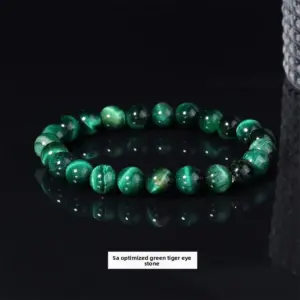 5a Optimized Green Tiger Eye Stone Bracelet / Diameter 8.1-8.8mm (about 21-23 Pieces)