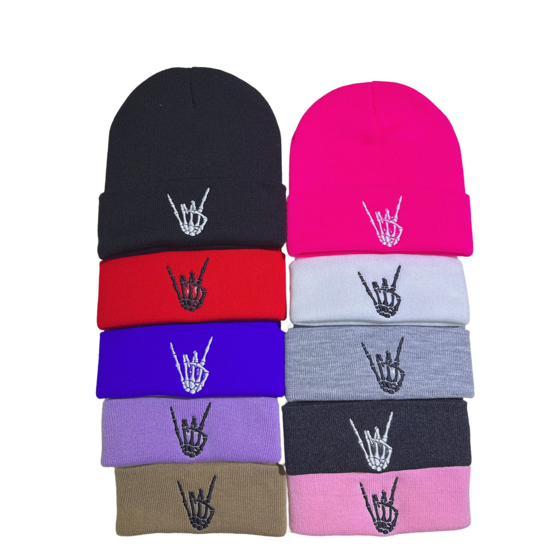 Wholesale skull and finger knit hat, winter warm hat