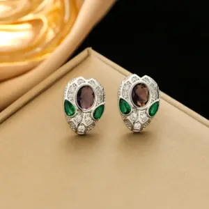 380 Snake Head Ear Studs-Silver Purple