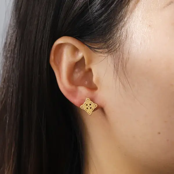 Wholesale 1 Pair Simple Style Classic Style Witches Knot Solid Color Plating 304 Stainless Steel Ear Studs