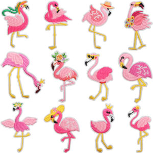 Wholesale Flamingo Embroidered Cloth Patch Bag Decorative Elegant Red Crane Patch Cute Cole Flamingo Computer Embroidered Label