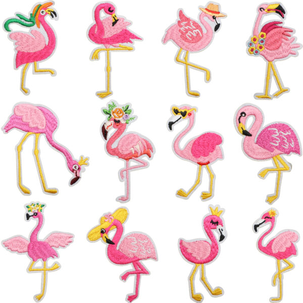 oly-2a77a0878dbc18118f5d4fe2d3ca56ef Wholesale Flamingo Embroidered Cloth Patch Bag Decorative Elegant Red Crane Patch Cute Cole Flamingo Computer Embroidered Label