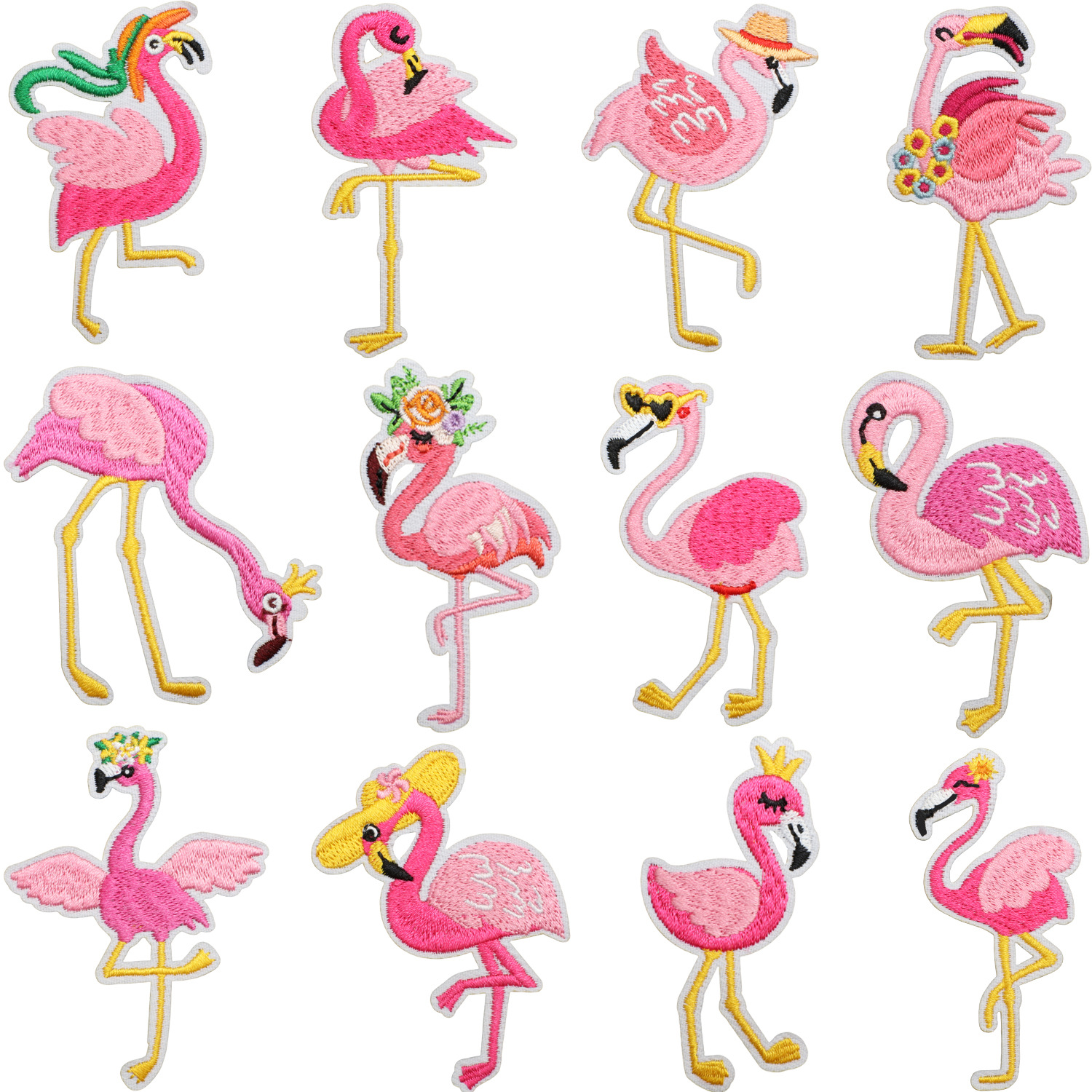Wholesale Flamingo Embroidered Cloth Patch Bag Decorative Elegant Red Crane Patch Cute Cole Flamingo Computer Embroidered Label
