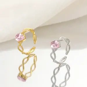 Fashion Water Droplets Copper Inlay Zircon Rings 1 Piece