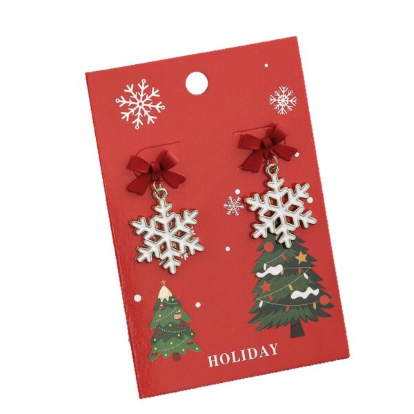 Wholesale Christmas openwork snowflake bow earrings