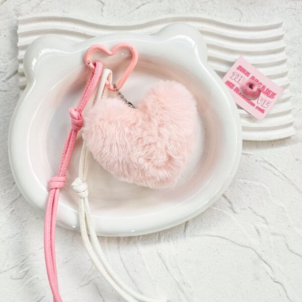 oly-2a7fb11d8b233f7930255e60ca92596d Wholesale Spot Pink Plush Heart Miu Bag Hanging Girl Plush Pendant Keychain Leather Braided Rope Bag Pendant