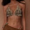 oly-2a8532af902e81e3955f3082b9403bcc Wholesale Women's Halterneck Leopard Print Vest Sexy Backless Bikini Suit Swimsuit Cover-Three-Piece Set