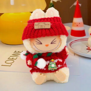 Rx278 christmas set [red hat + red and white floral sweater + red and green scarf three-piece set (doll not included)