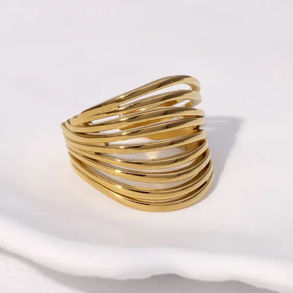 Wholesale PVD Coated Real Gold Plated 18K Gold Solid Color 304 Stainless Steel Modern Style Simple Style Waterproof Non Tarnish Open Rings