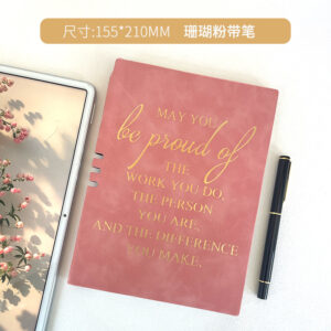 English style coral pink with spine pen (book + pen)