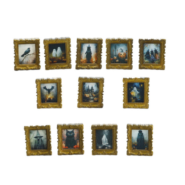 Wholesale Miniature resin gold ghost photo frame art ornament, DIY refrigerator magnet, creative earrings, hair clips, jewelry accessories