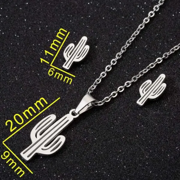 Wholesale PVD Coated 18K Gold Real Gold Plated Cactus 201 Stainless Steel Fashion Waterproof Non Tarnish Jewelry Set