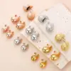 304 Stainless Steel Solid Color PVD Coated 18K Real Gold Plated Basic Waterproof Non Tarnish Ear Studs