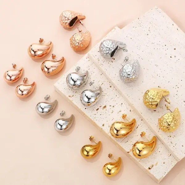 304 Stainless Steel Solid Color PVD Coated 18K Real Gold Plated Basic Waterproof Non Tarnish Ear Studs