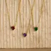 201 Stainless Steel 304 Stainless Steel Glass Gold Plated Simple Style Plating Inlay Heart Shape Birthstone Necklace