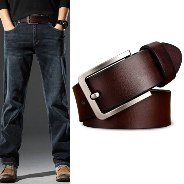 Wholesale Men's Genuine Leather Belt European and American Retro Pin Buckle Waist Belt