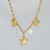 Wholesale Jewelry Elegant Baroque Style Geometric Flower 304 Stainless Steel Artificial Pearls 14K Gold Plated Multi Charms Necklace