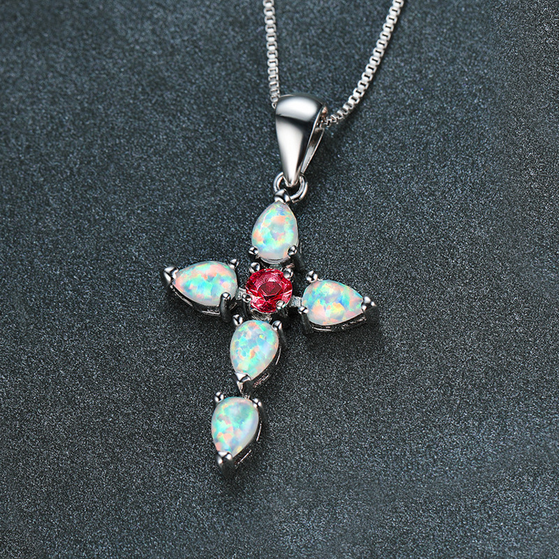 Wholesale Cross-border explosions cross pendant necklace women's summer clavicle chain Aobao jewelry wholesale Europe and the United States with diamo