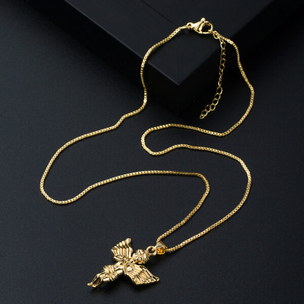 Wholesale copper plated 18K gold micro set zircon pendant necklace simple personality necklace sweater chain women's high-end feeling