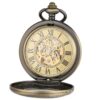 Wholesale Flip Retro Transparent Cover Carved Magnifier Automatic Engraving Mechanical Pocket Watch Roman Numerals Foreign Trade Hot Sale