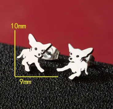 PVD Coated 18K Gold Real Gold Plated Dog Lion Cat 304 Stainless Steel Cute Basic Classic Style Waterproof Non Tarnish Ear Studs