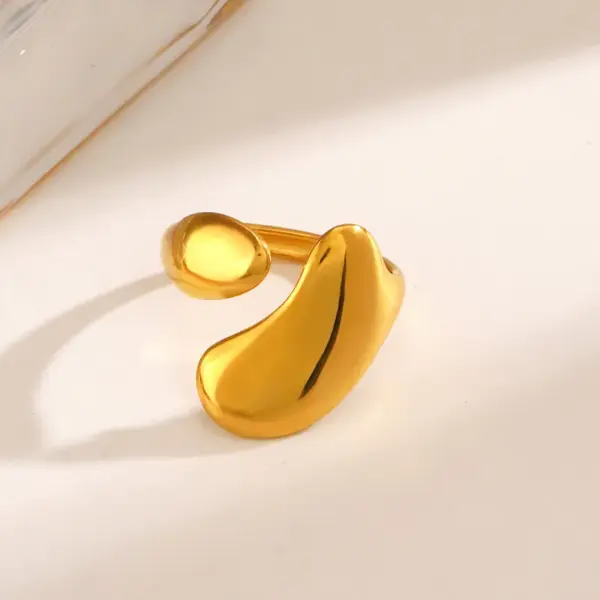 Wholesale Ion Plating (IP) 18K Gold Plated Irregular 304 Stainless Steel Simple Style IG Style Waterproof Non Tarnish Open Rings