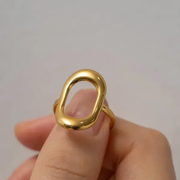 Wholesale Jewelry INS Style Oval 304 Stainless Steel PVD Coated Plating Open Ring