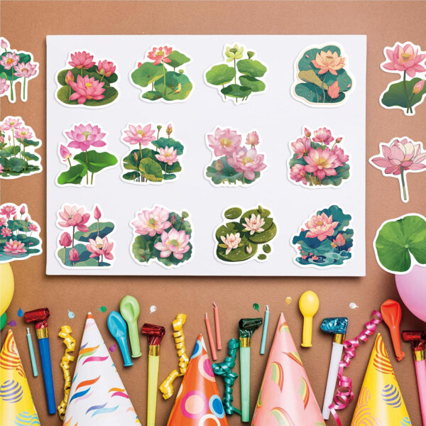 Wholesale 50 Cartoon Pink Lotus Graffiti Stickers Decorative iPad Luggage Notebook DIY Waterproof Cross-Border