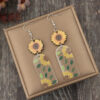 Wholesale Vintage style wooden sunflower acrylic earrings